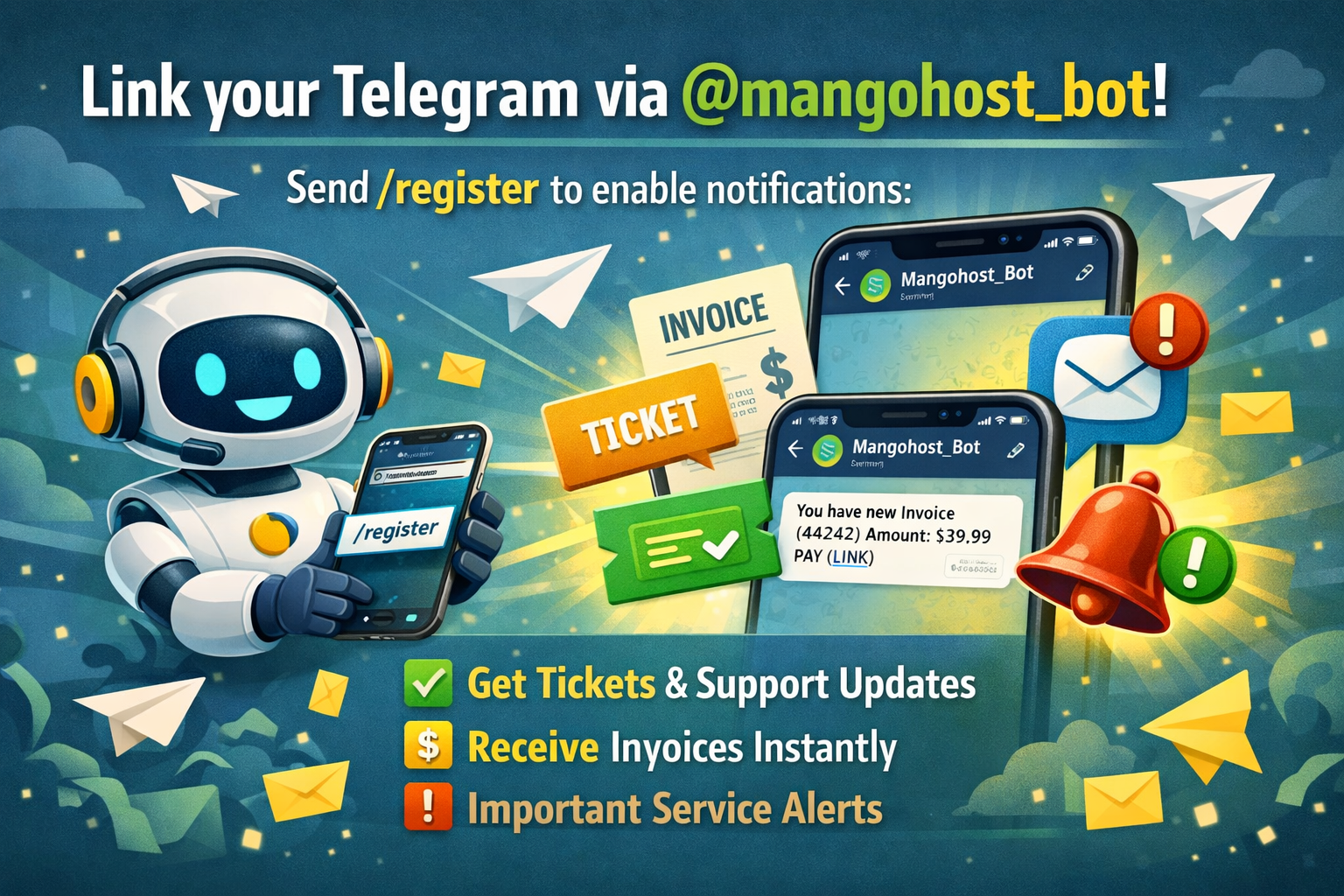 New Feature: Get Tickets, Invoices and Alerts in Telegram